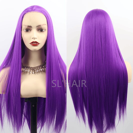 SL'HAIR Purple Color 13*4 Synthetic  Lace Front Straight Wig DLF029
