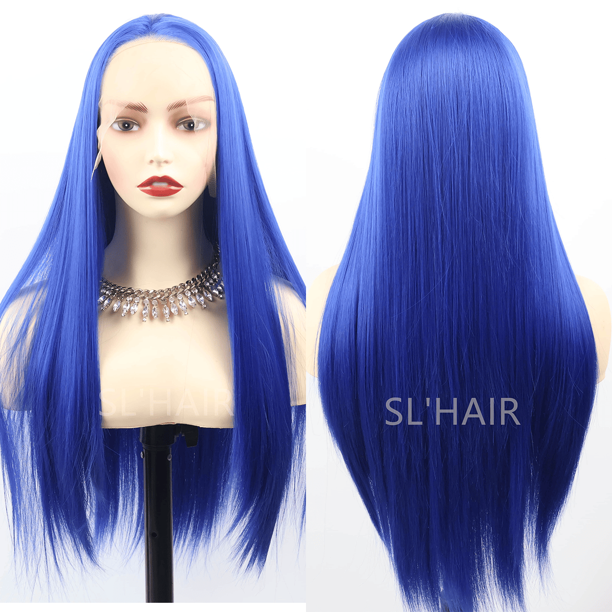 SL'HAIR Blue Color 13*4 Synthetic  Lace Front Straight Wig DLF014