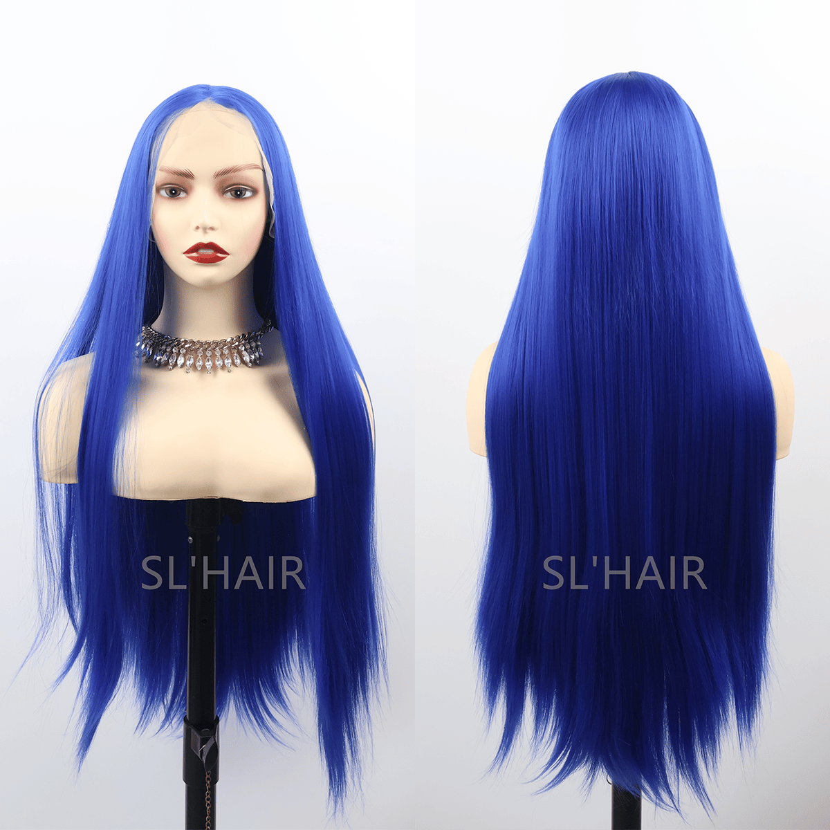 Blue Green 13*6  Synthetic  Lace Front Straight Wig YLFJ6013