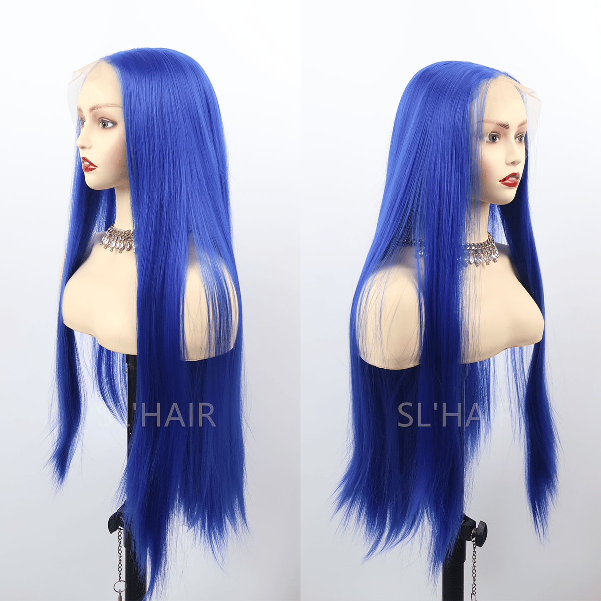 Blue Green 13*6  Synthetic  Lace Front Straight Wig YLFJ6013