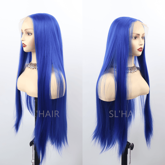 Blue Green 13*6  Synthetic  Lace Front Straight Wig YLFJ6013