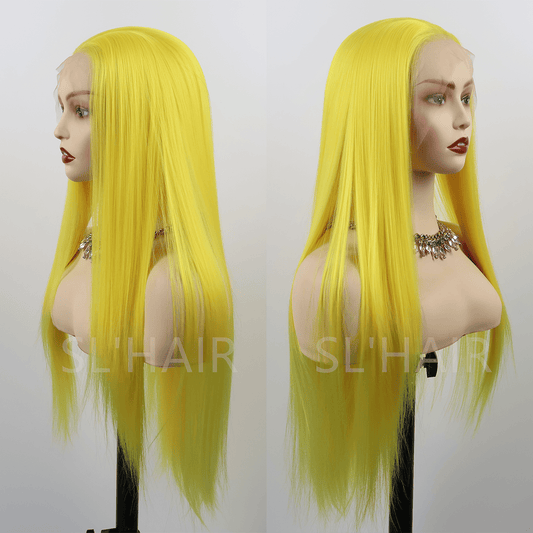 SL'HAIR Yellow Color 13*4 Synthetic  Lace Front Straight Wig DLF001