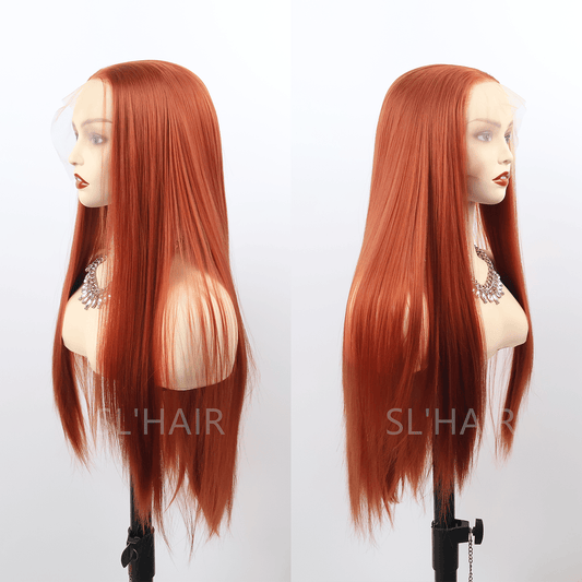 SL'HAIR Ginger Color 13*4 Synthetic  Lace Front Straight Wig DLF015