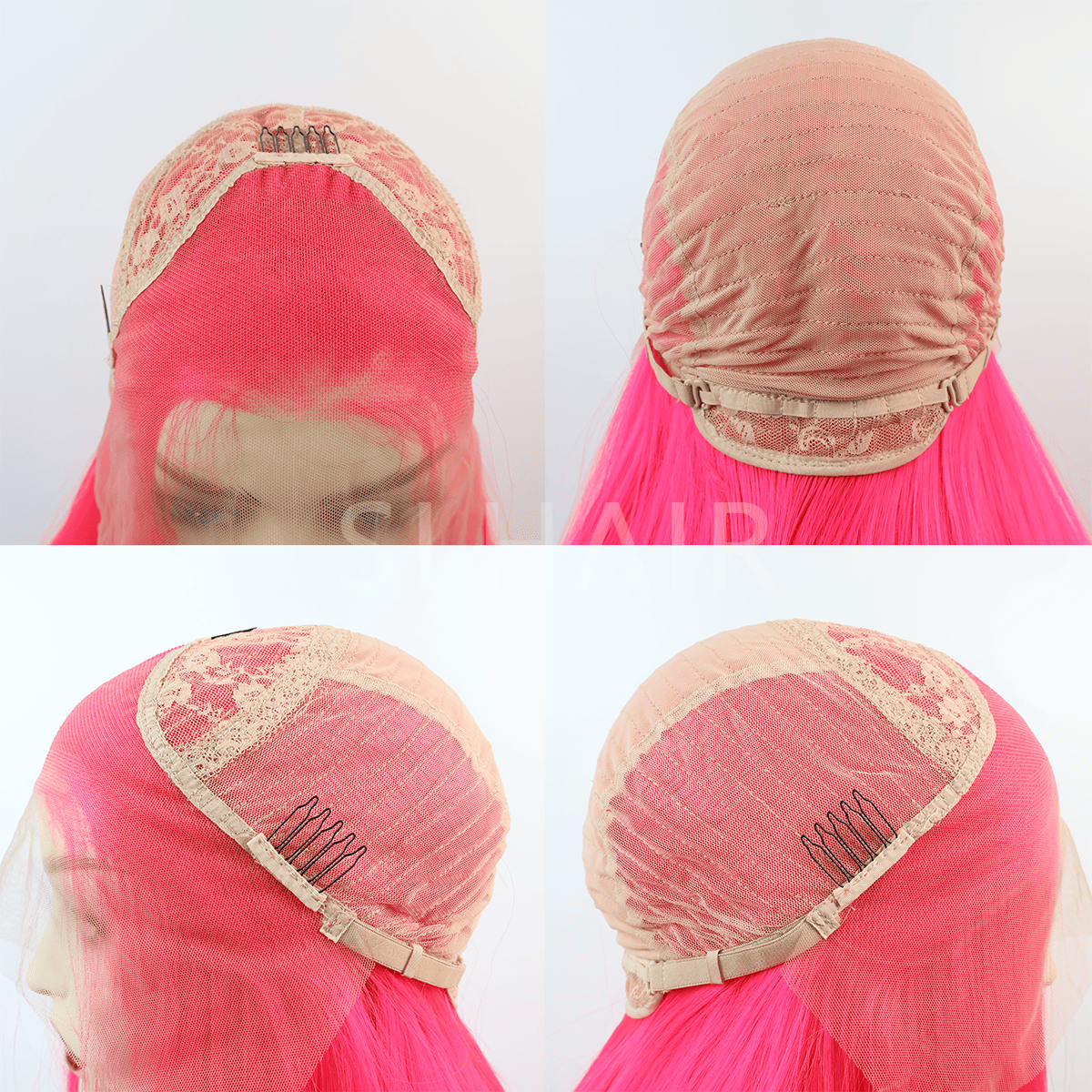 Pink Red Color 13*4 Synthetic  Lace Front Straight Wig WLF4003