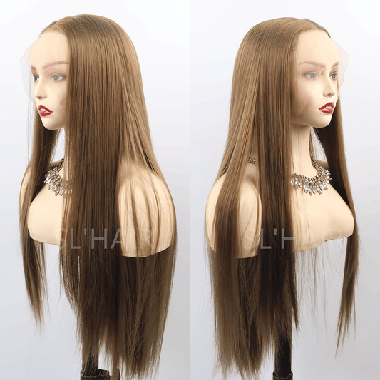 SL'HAIR Mix Brown Color 13*4 Synthetic  Lace Front Straight Wig DLF023