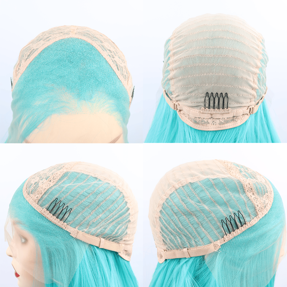 SL'HAIR Fluorescent Blue Color 13*4 Synthetic  Lace Front Straight Wig DLF030
