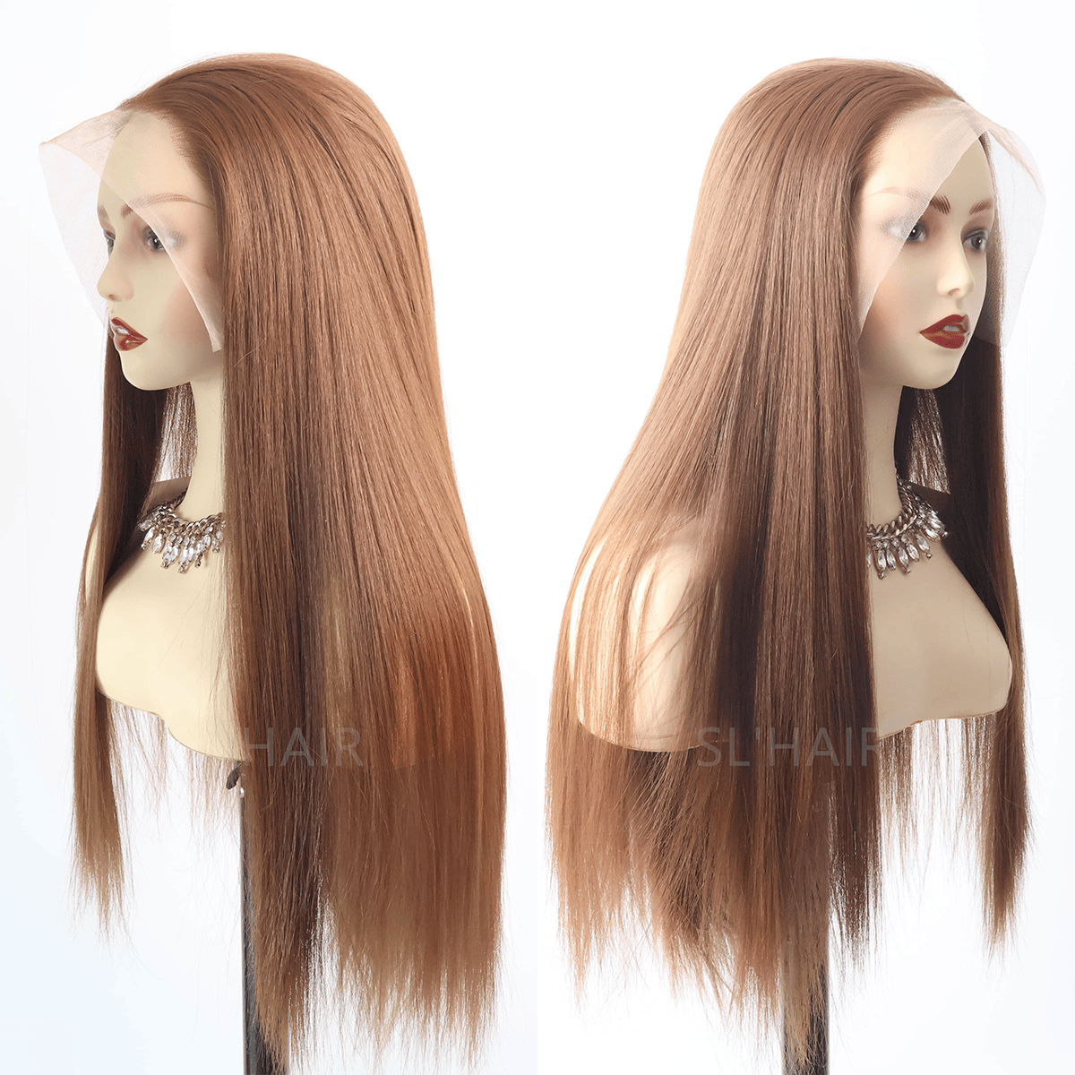 Middle Brown 13*6 Kanekalon Synthetic  Lace Front Straight Wig YLFJ6004