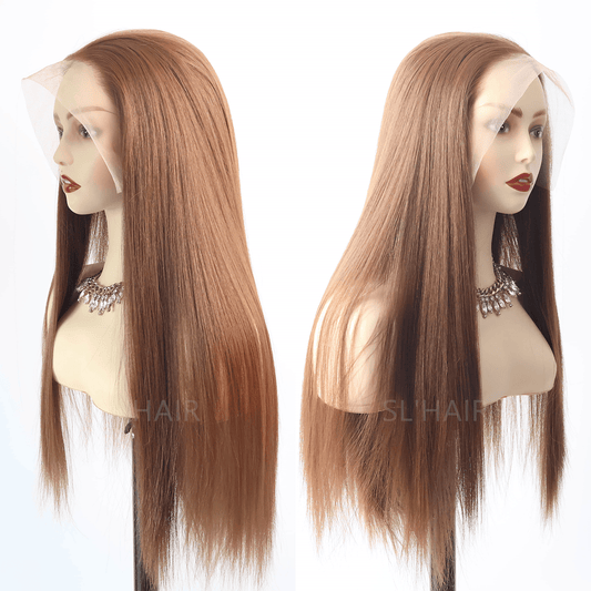 Middle Brown 13*6 Kanekalon Synthetic  Lace Front Straight Wig YLFJ6004