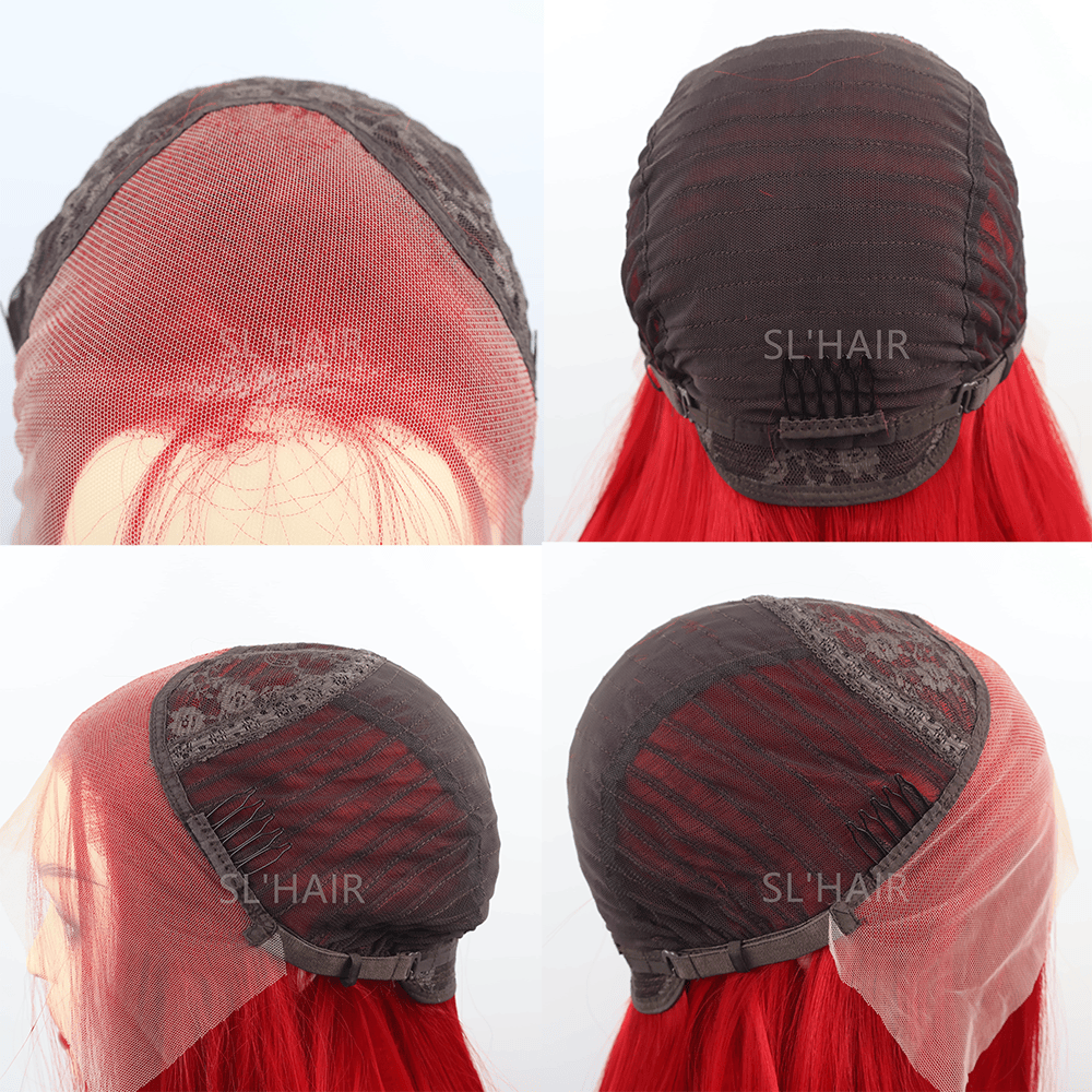 SL'HAIR Dark Red Color 13*4 Synthetic  Lace Front Straight Wig DLF024