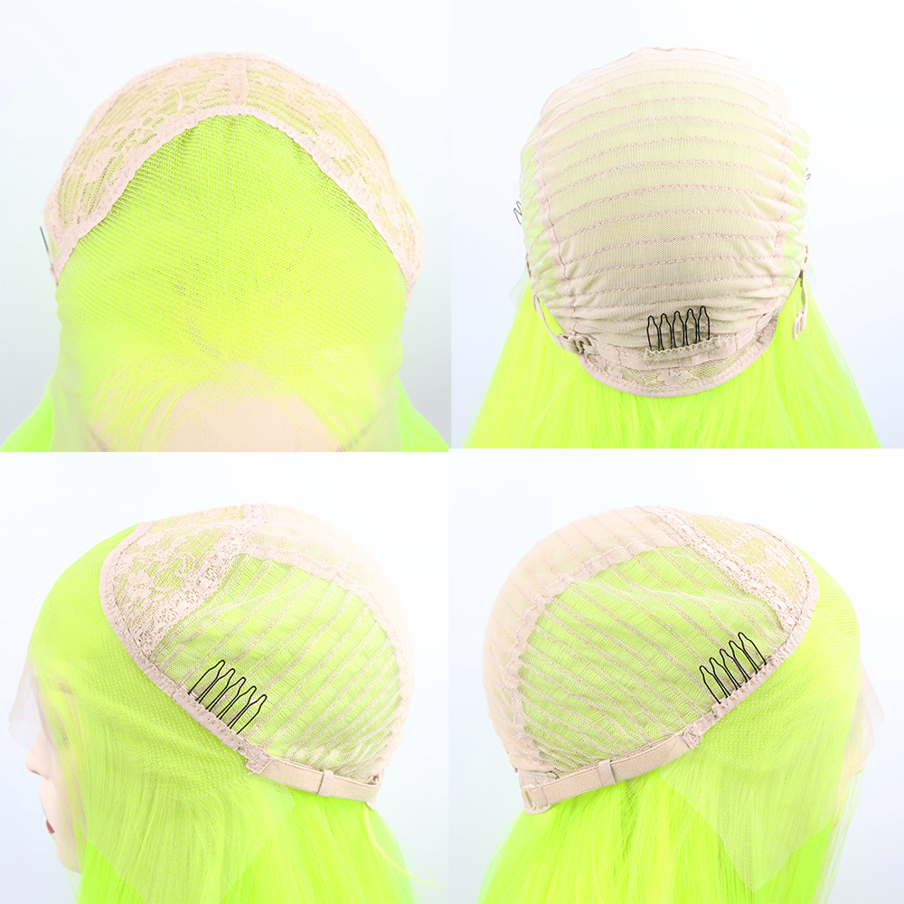 SL'HAIR Fluorescent Green Color 13*4 Synthetic  Lace Front Straight Wig DLF026