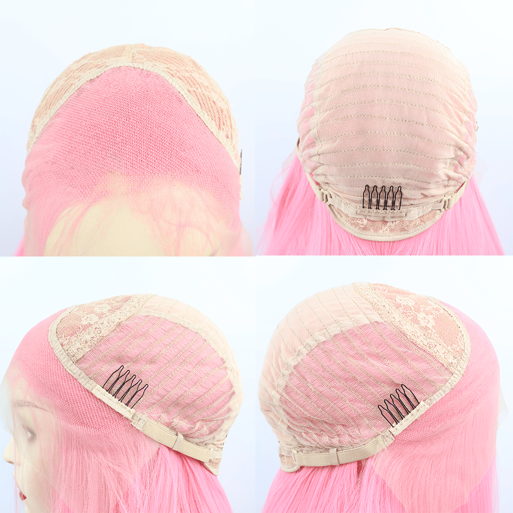 SL'HAIR Light Pink Color 13*4 Synthetic  Lace Front Straight Wig DLF027