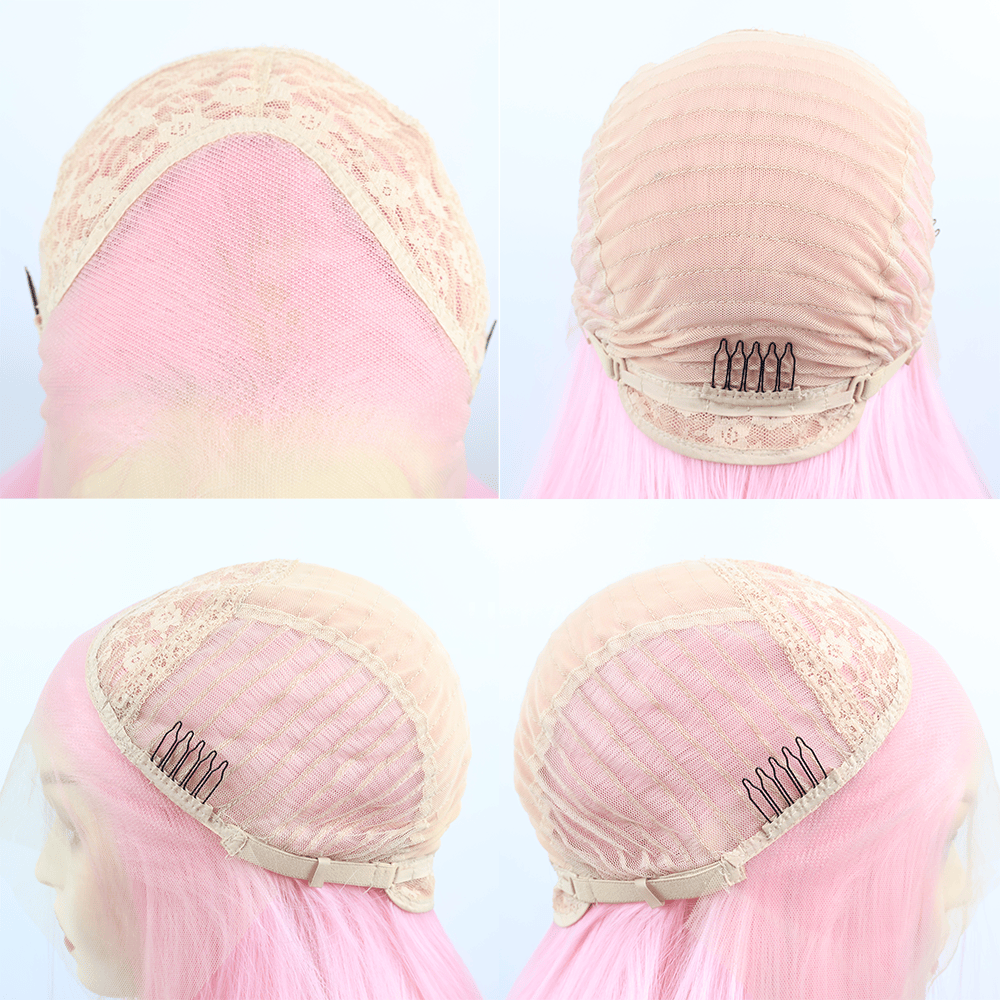 SL'HAIR Tender Pink Color 13*4 Synthetic  Lace Front Straight Wig DLF028