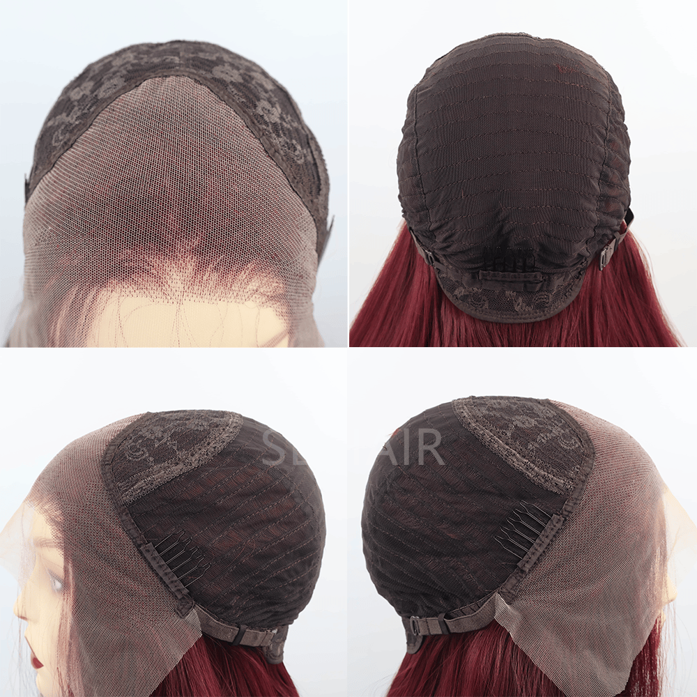 SL'HAIR Dark Red Color 13*4 Synthetic  Lace Front Straight Wig DLF021