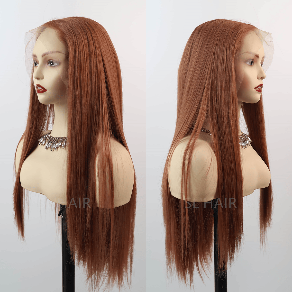 Middle Ginger13*6 Kanekalon Synthetic  Lace Front Straight Wig YLFJ6008