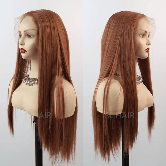 Middle Ginger13*6 Kanekalon Synthetic  Lace Front Straight Wig YLFJ6008