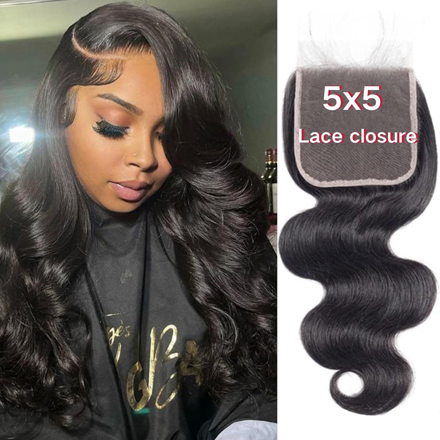 SL'HAIR Lace Closure Only, 4*4 5*5 Real Invisible HD Lace Closure Only