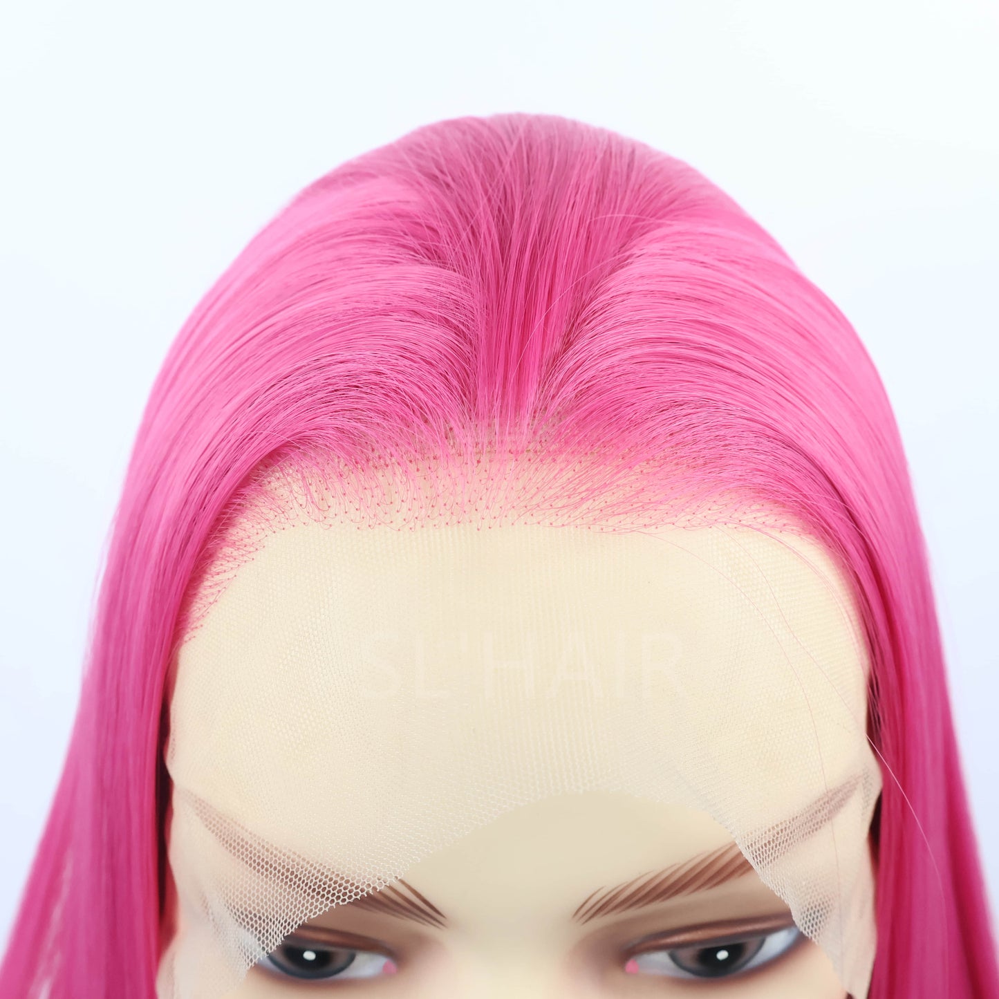 SL'HAIR Rose Red Yellow Color 13*4 Synthetic  Lace Front Straight Wig DLF002