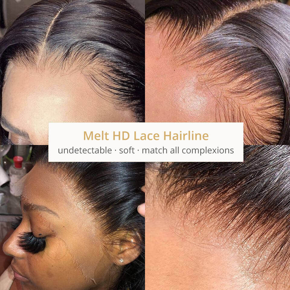 SL'HAIR 13*4 Invisible Real HD Lace Closure with 3 Bundles 100% Human Hair Straight