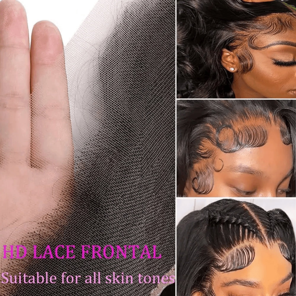 SL'HAIR 13*4 Invisible Real HD Lace Closure with 3 Bundles 100% Human Hair Body Wave
