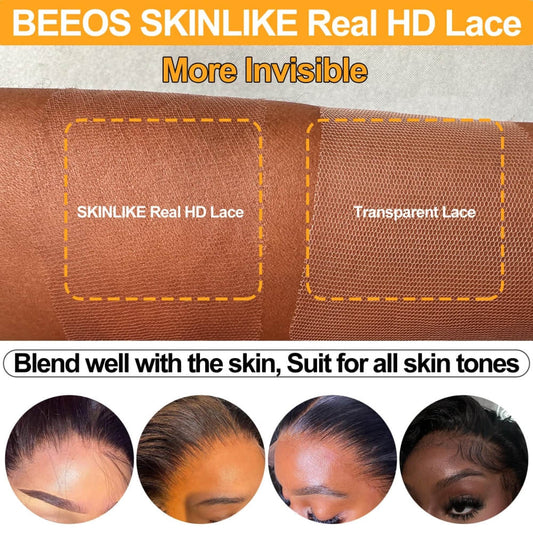 SL'HAIR 13*6 Invisible Real HD Lace Closure with 3 Bundles Straight