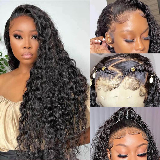 SL'HAIR 1B# Color Real HD Lace 13*4/13*6 Frontal Wig Water Wave Pre Plucked