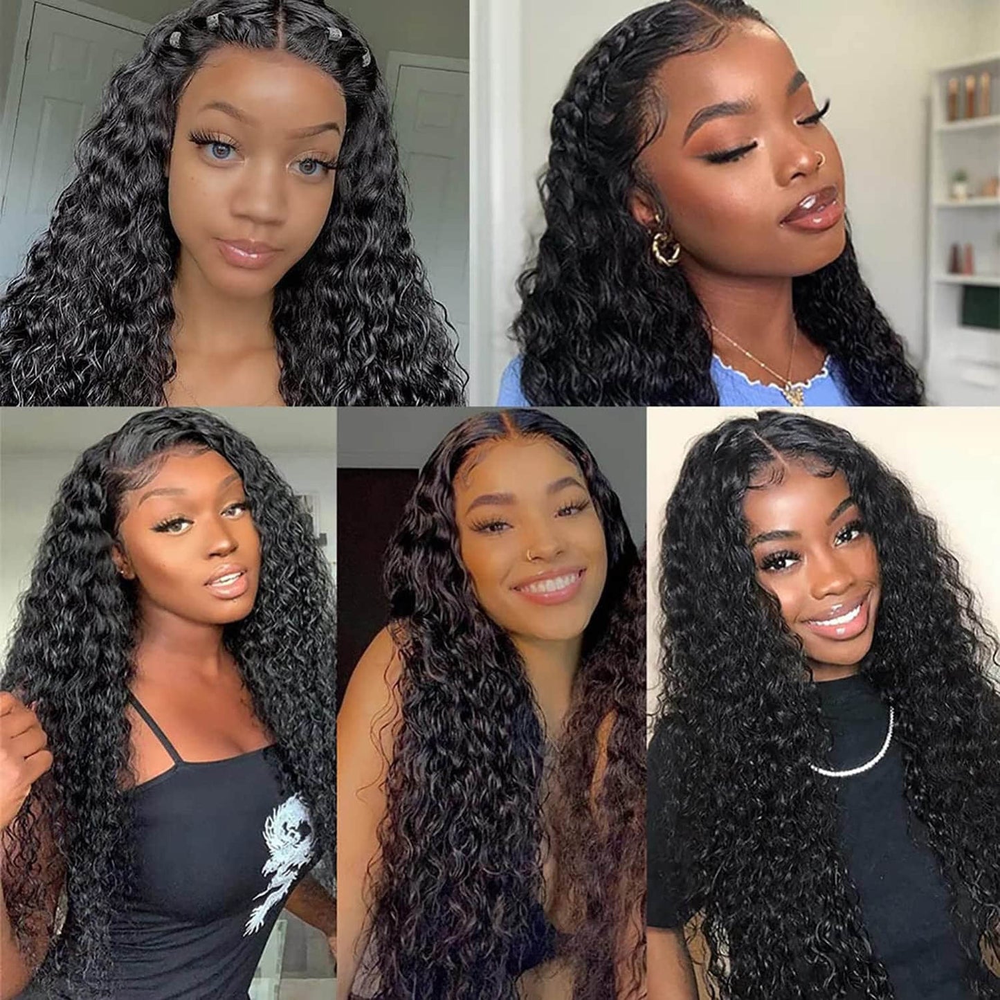 SL'HAIR 1B# Color Real HD Lace 13*4/13*6 Frontal Wig Water Wave Pre Plucked