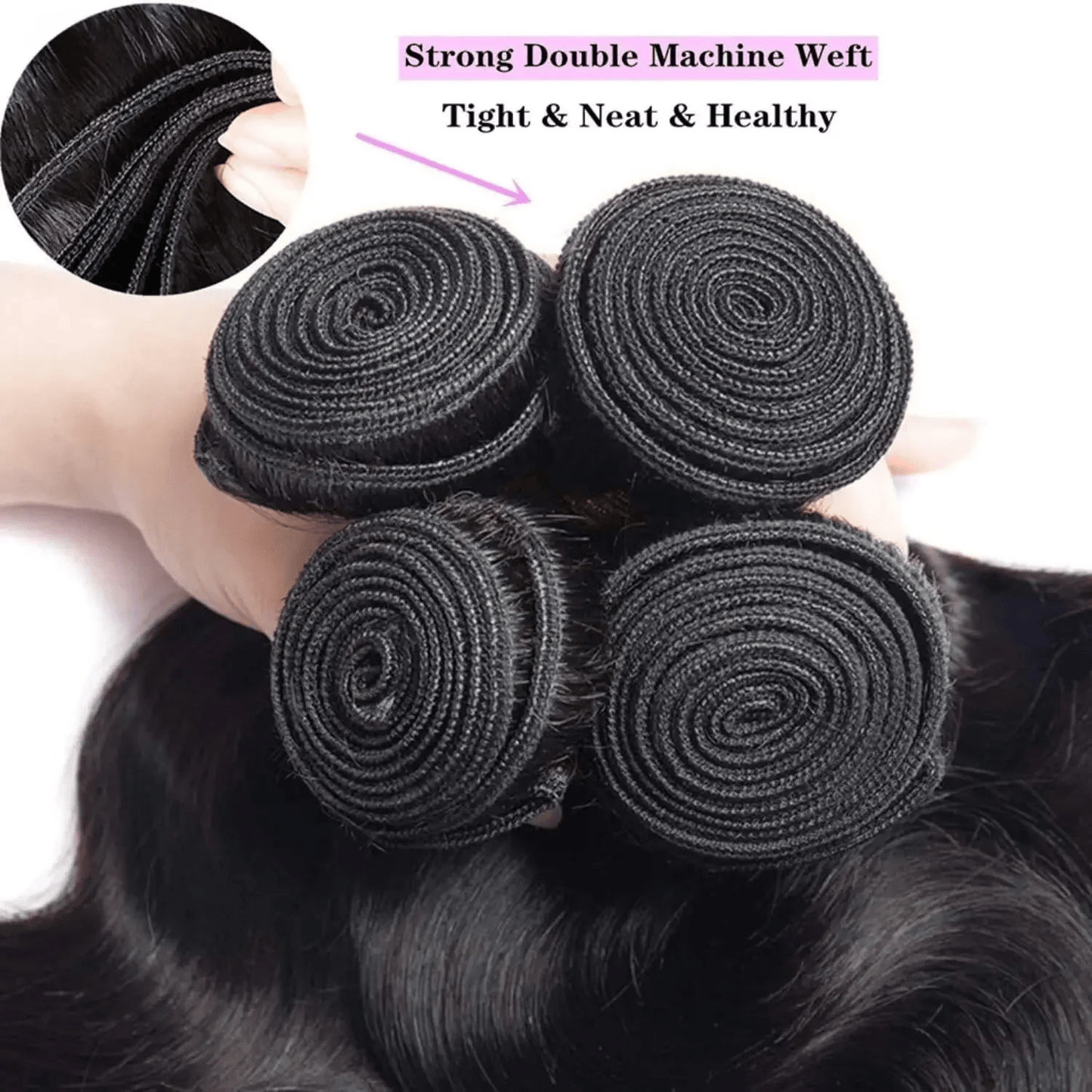SL'HAIR 3Pcs 1B Color Wave Bundles 100% Human Remy Hair