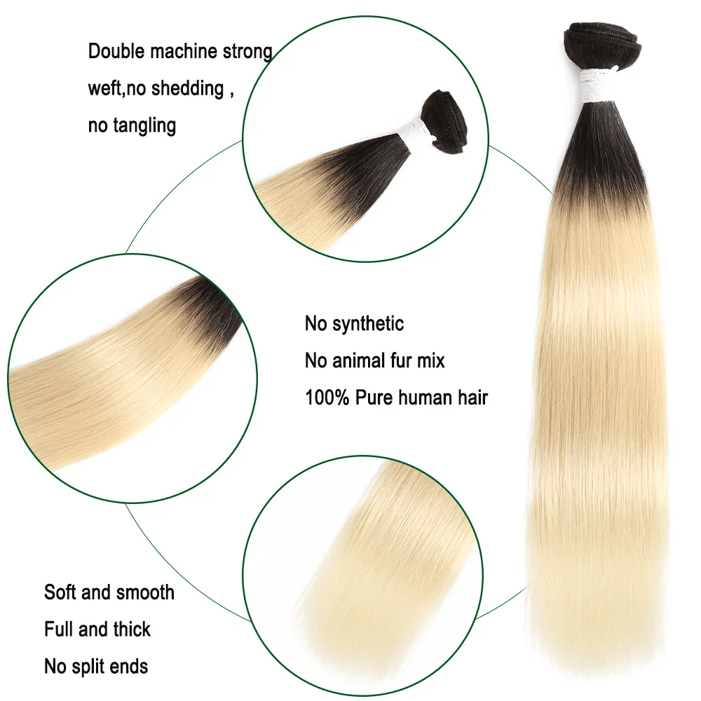 SL'HAIR 3pcs 1BT613# Ombre Color Bundles 100% Human Hair