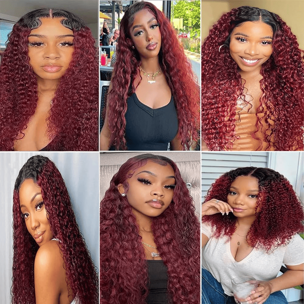 SL'HAIR 3Pcs 1BT99J Ombre Color Curly Bundles 100% Human Remy Hair