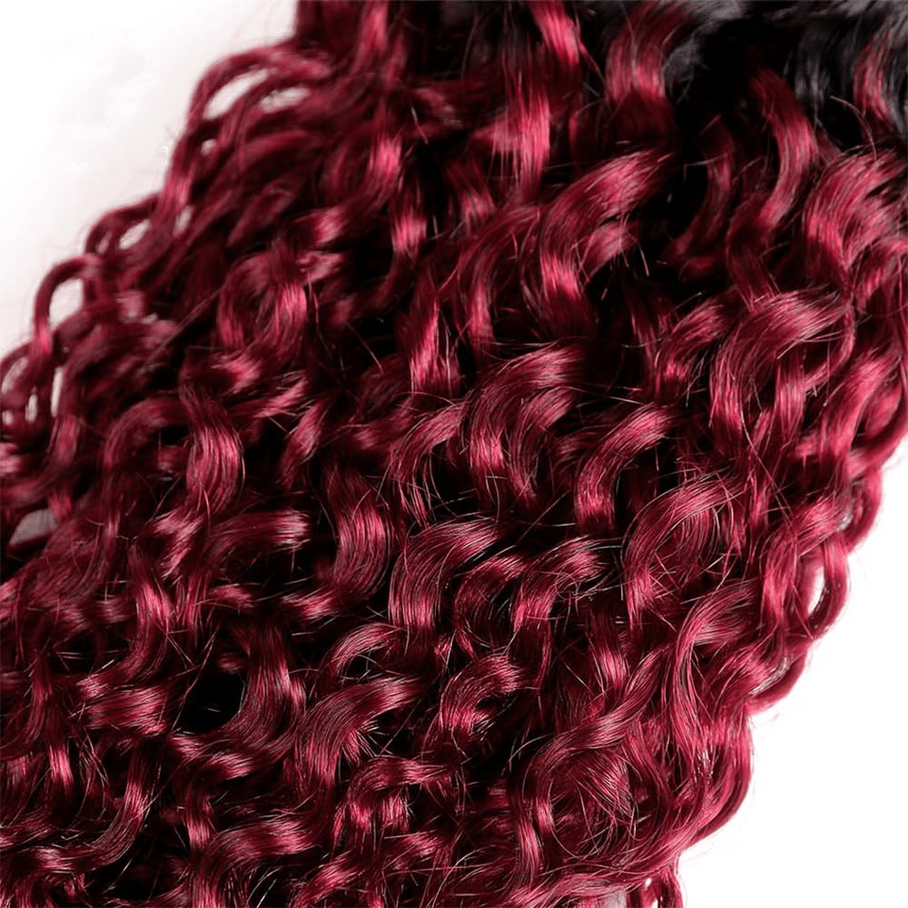 SL'HAIR 3Pcs 1BT99J Ombre Color Curly Bundles 100% Human Remy Hair