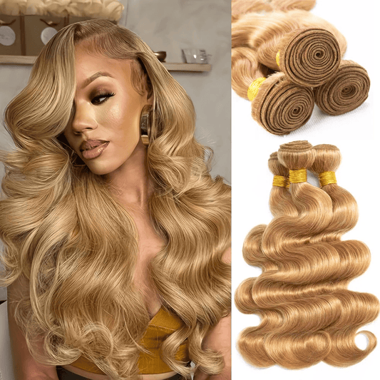SL'HAIR 3Pcs 27# Blonde Color Wave Bundles 100% Human Remy Hair