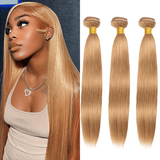 SL'HAIR 3Pcs 27# Blonde Color Straight Bundles 100% Human Remy Hair