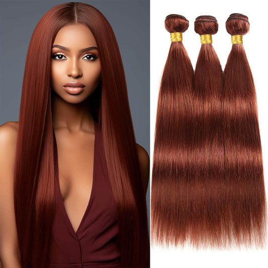 SL'HAIR 3Pcs 33# Color Straight Bundles 100% Human Remy Hair