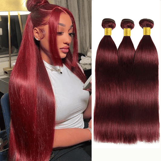 SL'HAIR 3Pcs 99J Color Straight Bundles 100% Human Remy Hair