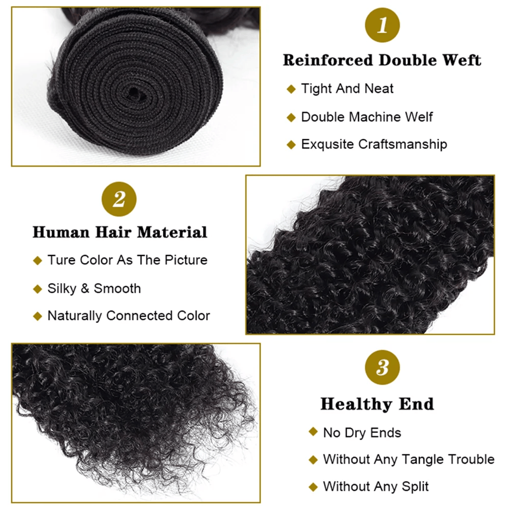 SL'HAIR 3Pcs 1B Color Curly Bundles 100% Human Remy Hair