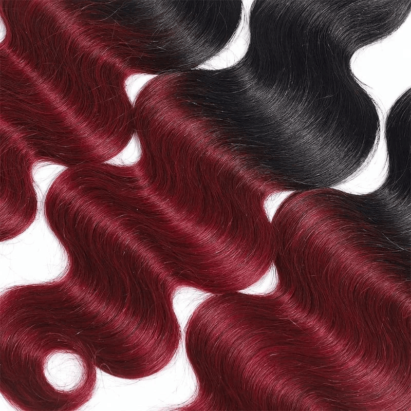 SL'HAIR 3Pcs 1BT99J Ombre Color Wave Bundles 100% Human Remy Hair