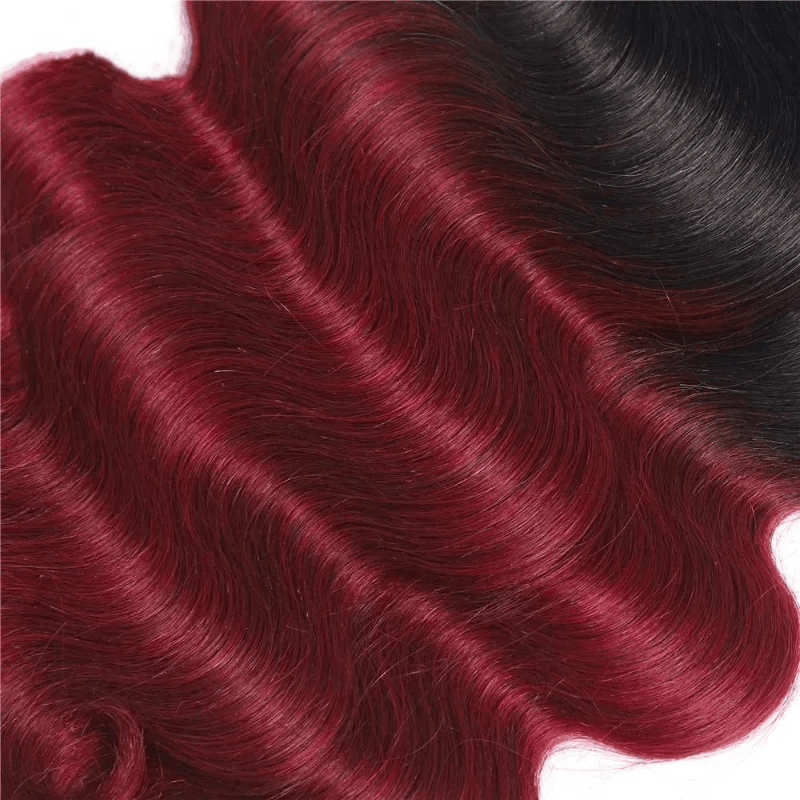 SL'HAIR 3Pcs 1BT99J Ombre Color Wave Bundles 100% Human Remy Hair