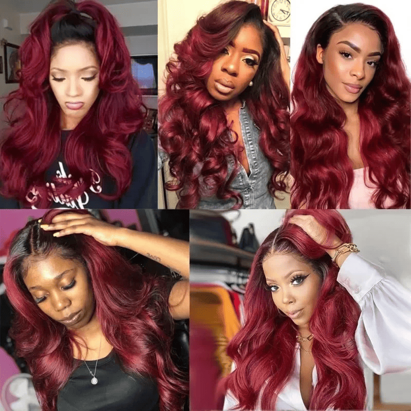 SL'HAIR 3Pcs 1BT99J Ombre Color Wave Bundles 100% Human Remy Hair