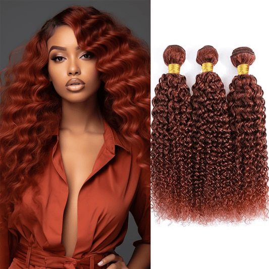 SL'HAIR 3Pcs 33# Color Curly Bundles 100% Human Remy Hair