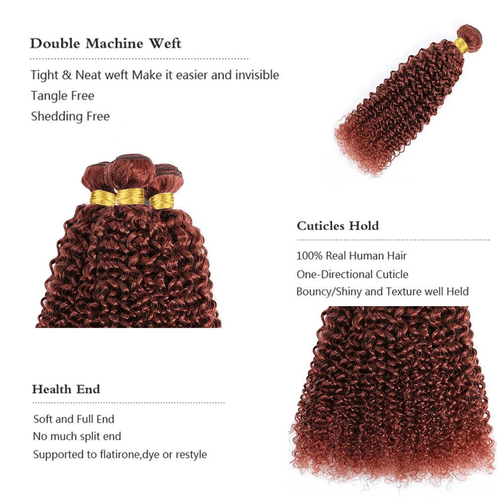 SL'HAIR 3Pcs 33# Color Curly Bundles 100% Human Remy Hair