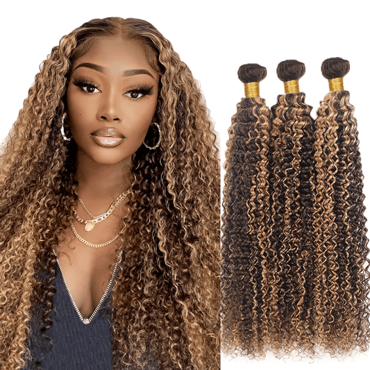 SL'HAIR 3Pcs 4-27 Highlight Ombre Color Curly Bundles 100% Human Remy Hair