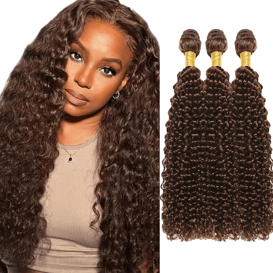 SL'HAIR 3Pcs 4# Brown Color Curly Bundles 100% Human Remy Hair