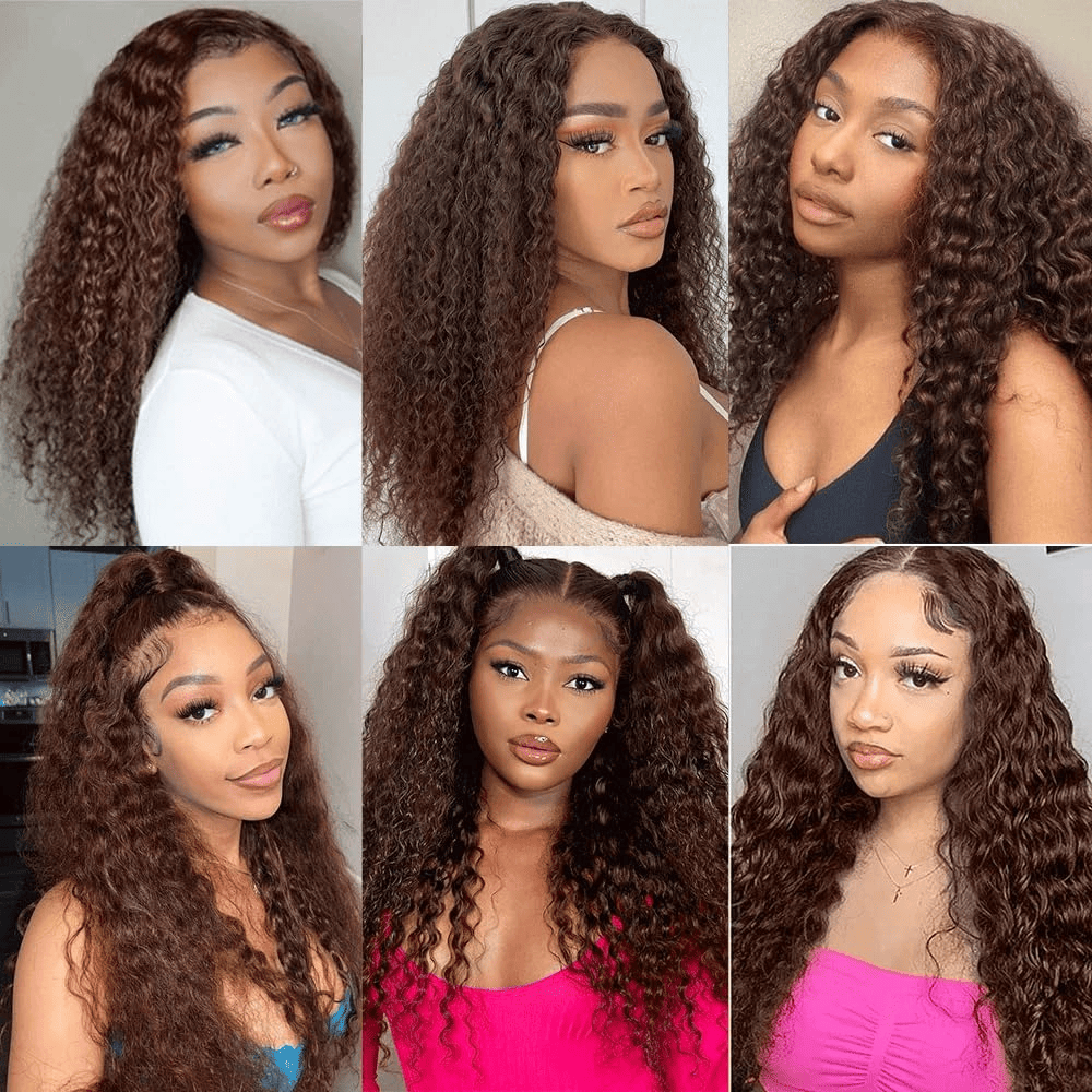 SL'HAIR 3Pcs 4# Brown Color Curly Bundles 100% Human Remy Hair