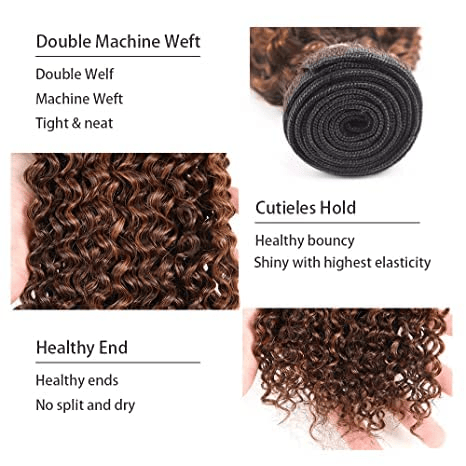 SL'HAIR 3Pcs 4# Brown Color Curly Bundles 100% Human Remy Hair