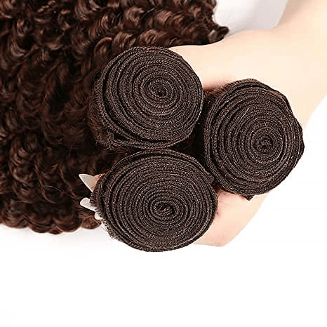 SL'HAIR 3Pcs 4# Brown Color Curly Bundles 100% Human Remy Hair