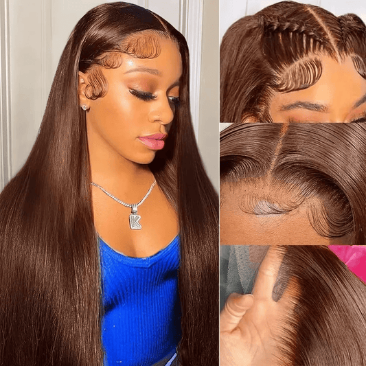 SL'HAIR 4# Color Real HD Lace 13*4/13*6 Frontal Wig Straight Pre Plucked