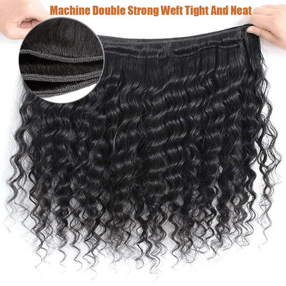 SL'HAIR 5x5 Invisible Real HD Lace Closure with 3 Bundles 100% Human Hair deep Wave