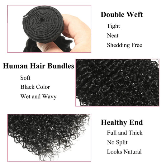 SL'HAIR 5x5 Invisible Real HD Lace Closure with 3 Bundles 100% Human Hair Water Wave