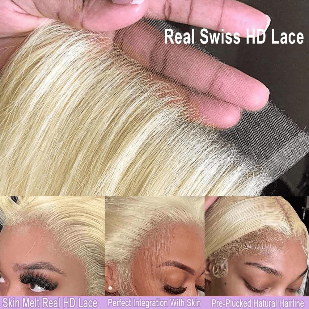 SL'HAIR 613 Blonde Lace Closure And Frontal Real HD Lace