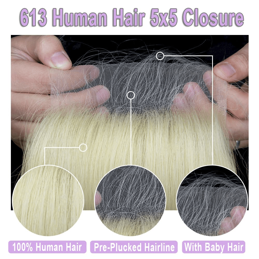 SL'HAIR 613 Blonde Lace Closure And Frontal Real HD Lace